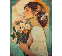 JWPSHIJIE DIY 5D Diamond Art Painting Kits, Cartoon Girl and Flowers Full Drill Diamond Crafts Painting Pictures, Embroidery Cross Stitch Canvas Painting by Numbers 40 * 50cm