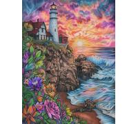JWPSHIJIE Embroidery Kit for Beginners, House On Cliff,M,40 * 50cm Cross Stitch Kit with Pattern and Instructions, Hand Crafts Kits Embroidery Starter Kits for Adults