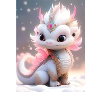 JWPSHIJIE Full Range of Embroidery Starter Kits, Cute Baby Dragon,G,40 * 50cm Cross Stitch Kits for Adults Embroidery Kit Pre-Printed Stamped Cross Stitch Kit 11CT