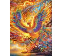 JWPSHIJIE Full Range of Embroidery Starter Kits, Phoenix with Brilliant Feathers,J,30 * 40cm Cross Stitch Kits for Adults Embroidery Kit Pre-Printed Stamped Cross Stitch Kit 11CT