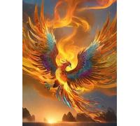 JWPSHIJIE Full Range of Embroidery Starter Kits, Phoenix with Brilliant Feathers,L,50 * 70cm Cross Stitch Stamped Kits Easy Patterns Cross Stitching Embroidery Needlework Kit Supplies