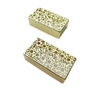 JWQFBC 2 Pieces Pickup Cover Single Coil Closed Shell Copper with Hollow Engraving for Musicians Musical Instrument Repair Rehearsal Stage Home, Gold Carving