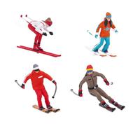 JWQFBC 4x Ski Figures 1/64 Scale Tiny People Model Collectibles Craft Miniature Skier Model for Dollhouse Accessory Collections