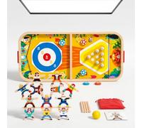 JWQFBC 5-in-1 Fast Toss Puck Game Board, Multi-Game Tabletop Set, Games, Family Board Games, Interactive Combination: Five-in-one Bouncing Chess A-style + Wooden Stacking Game
