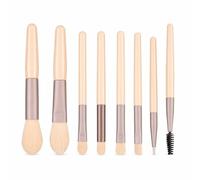 JWQFBC 8 Pcs Travel Makeup Brush Set, Professional Makeup Application, with Synthetic Fiber Hairs, with PU Storage Bag, Milk Tea Color, Beige