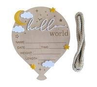 JWQFBC Engraved Wooden Birth Announcement Sign, Birthday Party Supplies with Letters, Photo Props, Gift, Sign, White