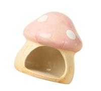 JWQFBC Hamster House Ceramic Mushroom Shape Bed Hideaway Decorative for Guinea Pigs Suitable for Small Rodents Indoor Use, Large