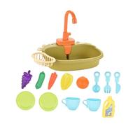 JWQFBC Kitchen Sink Playset, Pretend Play Toys, Educational Sink And Dish Cleaning Set, Gifts for Kids, Green