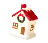 JWQFBC Mini Ceramic with Light Decoration, Versatile Christmas Building Ornament for Indoor Office Shelf, Red Edged Arch