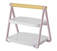 JWQFBC Mini Wooden Vegetable Rack Pastry Display Stand Kitchen Furniture Diorama Decoration Double Layer with Removable Inserts Suitable for N, Pink