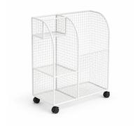 JWQFBC Mobile Garden Tool Organizer, Rolling Yard Tool Storage Rack, White Metal Stand with Wheels, for Garage & Shed