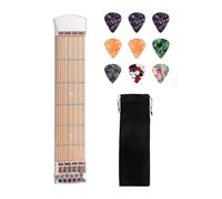 JWQFBC Pocket Guitar with 6 Frets, Mini Teaching Guitar, for Use on The Go, with Velvet Bag, Practical And Portable, with 9-piece, White