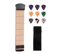 JWQFBC Pocket Guitar with 6 Frets, Mini Teaching Guitar, for Use on The Go, with Velvet Bag, Practical And Portable, with 9-piece, Black