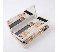 JWQFBC Portable Travel Makeup Brush Set with Mirror & Pan - Essential Makeup Kit for On-the Application