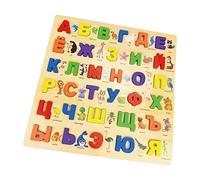 JWQFBC Russian Alphabet Words Wooden Puzzle Board Set Colorful