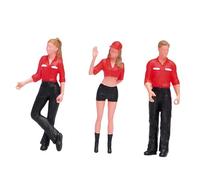 JWQFBC Set of 3 1/64 Scale Figurines Representing A Gas Station Attendant, Trains And Characters From The Architecture Collection (male And Female), Made of, Red