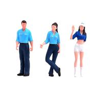 JWQFBC Set of 3 1/64 Scale Figurines Representing A Gas Station Attendant, Trains And Characters From The Architecture Collection (male And Female), Made of, Blue