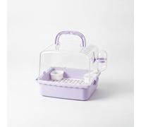 JWQFBC Small Bird Carrier Travel Cage for Parakeet, Parrot, and Transport, Portable Pet Bird Cage with Panoramic View, Purple, S-Small