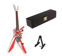 JWQFBC Wooden Electric Guitar Model 1/6 Dollhouse Living Room Home Decor, B