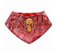 JWQFBC Year Cape Chinese Style Dog, Nylon, Brocade, Pet Accessory, Easy to Clean, Cute Pattern, Outdoor, Casual Style, Dog Costume, Eight Directions Wealth - Red, Red, size to 1