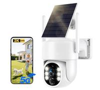 JWQPO 4MP WiFi Security Camera Outdoor Wireless, 5G/2.4G Solar Outdoor Camera, Home Surveillance with Panoramic PTZ, Automatic Tracking, Colour Night Vision, Light&Sound Alarm, 2-Way Audio