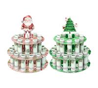 JWSCYSY 2Pack Christmas Money Holder, Christmas Ornament Cash Holder with 24 Holes Cake for Table Decor Xmas Money Gifts (Red, Green)