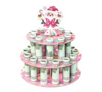 JWSCYSY Christmas Pink Money Holder, Christmas Santa Claus Ornament Cash Holder with 24 Holes Cake for Table Decor Xmas Money Gifts.