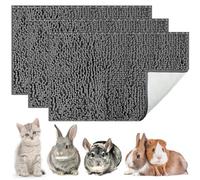 JWShang 3 PCS Guinea Pig Fleece Cage Liners, Washable Guinea Pig Rabbit Pad Mat, Reusable Guinea Pig Fleece Absorbent Bedding, Snuggle Pads for Rabbit, Bunny and Other Small Animals, Grey
