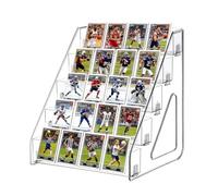 JWShang 5 Tier 12" Acrylic Trading Card Display Stand - Riser Clear Display Shelf for Baseball Sports Graded Game Card Sticker Bookmark Postcard Toploaders, Snap-On Design (1Pack)