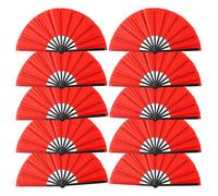 JWShang Boots on The Ground Hand Fan Large Colour Foldable Popping Fans, Clack Fans for Line Dancing, Portable Handheld Decorative Fan for Dance, Kung Fu, Wedding, Party (Red, 10Pcs-13in)