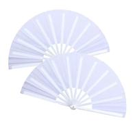 JWShang Boots on The Ground Hand Fan Large Colour Foldable Popping Fans, Clack Fans for Line Dancing, Portable Handheld Decorative Fan for Dance, Kung Fu, Wedding, Party (White, 2Pcs-13in)