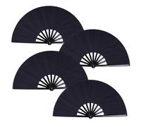 JWShang Boots on The Ground Hand Fan Large Colour Foldable Popping Fans, Clack Fans for Line Dancing, Portable Handheld Decorative Fan for Dance, Kung Fu, Wedding, Party (Black, 4Pcs-13in)