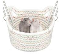 JWShang Rat Hammock, Rat Cage Accessories, Cotton Woven Hanging Basket | Small animal hammock with 4 metal chains, durable rat sleeping nest for mice guinea pig chinchilla sugar glider ferret