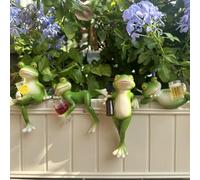 JWShang Set of 4 Tipsy Frog Figurines Plant Decorations for Pots, Miniature Resin Frog with Wine Glass Drinks, Happy Laid Back Frog Flower Pot Hugger for Garden Outdoor Yard Lawn Ornament