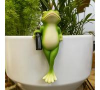 JWShang Tipsy Frog Figurines Plant Decorations for Pots, Miniature Resin Frog with Wine Glass Drinks, Happy Laid Back Frog Flower Pot Hugger for Garden Outdoor Yard Lawn Ornament (Brown)