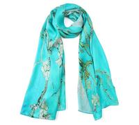 JWSilk Long Charmeuse Silk Scarf Classic Art Print, Almond Blossoms By Van Gogh, 63" x 17"