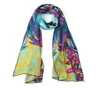 JWSilk Long Charmeuse Silk Scarf Classic Art Print, Purple Iris By Van Gogh, 63" x 17"