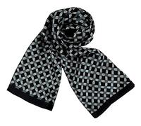 JWSilk Long Charmeuse Silk Scarf for Men, Black Check, 63"x10"