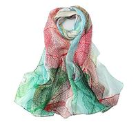 JWSilk Long Silk Chiffon Scarf Floral Print - red - Medium