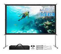 JWSIT 120" 4K HD Portable Projector Screen with Stand, 16:9 Foldable, Matte White, Front Projection