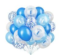 Jwssor 1st Birthday Balloons,20pcs Baby Blue Happy Birthday Balloons,First Birthday Number 1 Balloons for Birthday Party