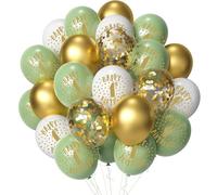 Jwssor 1st Birthday Balloons,20pcs Sage Green Happy Birthday,First Balloons,Number 1 for Party