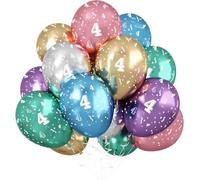 Jwssor 4th Balloon,20pcs Metallic Balloon,12inch Number 4 Balloon,Multicolored Birthday Balloons,Colorful 1st Birthday Balloons