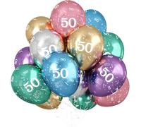 Jwssor 50th Birthday Balloons, 20pcs Metallic, 12inch Number 50, Multicolored, Colorful 1st Birthday