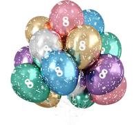 Jwssor 8th Balloon,20pcs Metallic Balloon,12inch Number 8 Balloon,Multicolored Birthday Balloons,Colorful 1st Birthday Balloons