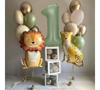 Jwssor Birthday Decorations,First Jungle Theme,Wild Birthday Safari Year Old Animal Balloons for Party