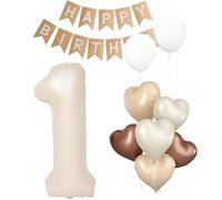 Jwssor Cream 40inch,Beige Nude Natural Heart Balloon,1st Birthday Banner,White Balloons for Birthday Party