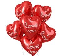 Jwssor Heart Balloons,5pcs I LOVE YOU Balloons,18inch Red Heart Foil Balloons,Valentines Balloons for Valentine’s Day,Wedding,Anniversary,Engagement Party