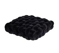 JWSYBD Knot Ball Pillow with Soft Velvet Short Plush Sensory Cushion Pillows Round Home Decoration Throw Knotted Handmade Cuddle Boucle Square for Sofa Bed Office Room Reading (Black,15 * 15 * 5in)