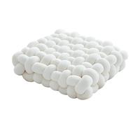 JWSYBD Knot Ball Pillow with Soft Velvet Short Plush Sensory Cushion Pillows Round Home Decoration Throw Knotted Handmade Cuddle Boucle Square for Sofa Bed Office Room Reading (White,15 * 15 * 5in)